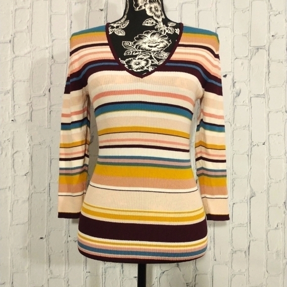 7th Avenue Sweaters - 7TH Avenue Striped Sweater Medium